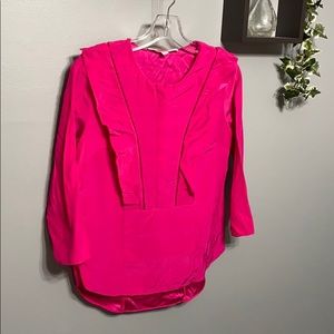 Veronica Beard Silk Magenta Button Front Blouse 4